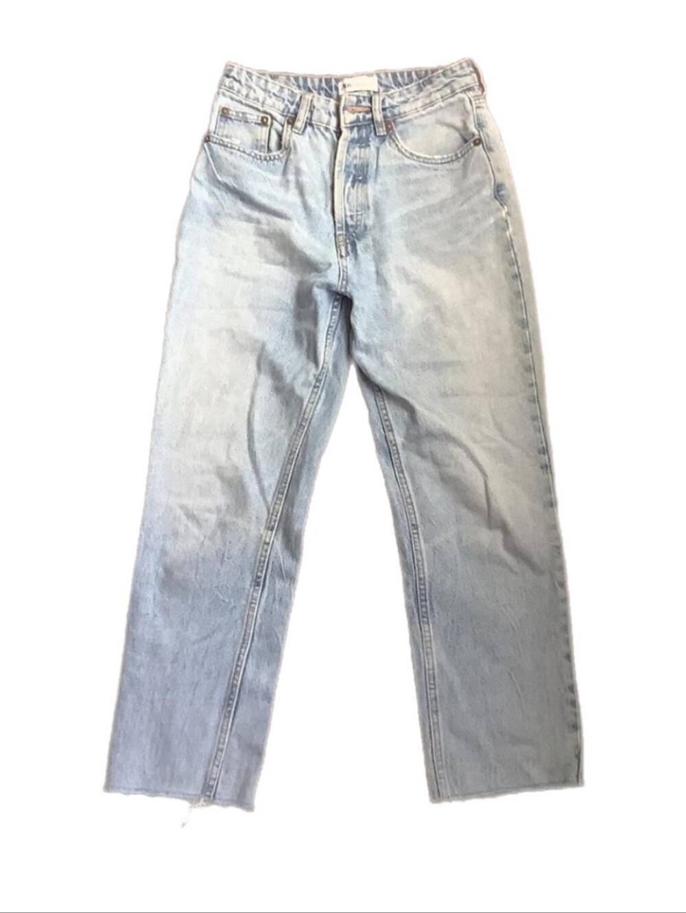 Zara Women's Blue Lightwash Highwaisted Straight Leg Denim Jeans | Sz 4 Eur 36